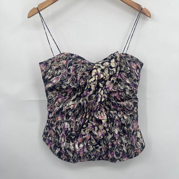 Elie Tahari Women's Nia Multicolor Metallic Ruffled Bustier Top Size XS - Picture 1 of 12